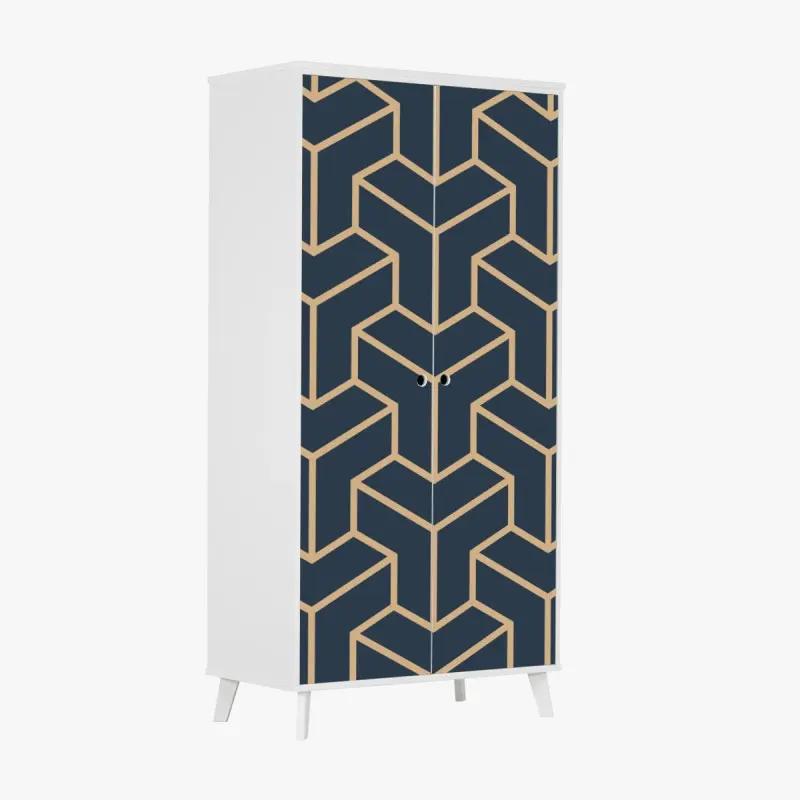Schrankaufkleber marineblaues geometrisches würfelmuster