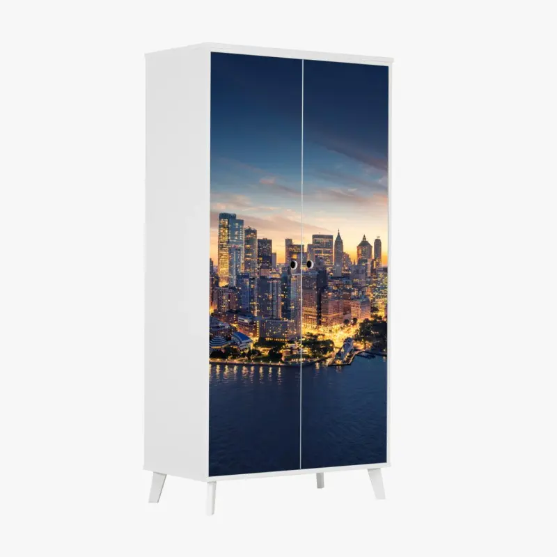 Schrankaufkleber Manhattan panorama bei sonnenaufgang