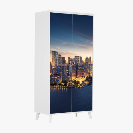 Schrankaufkleber Manhattan panorama bei sonnenaufgang – Pixers®