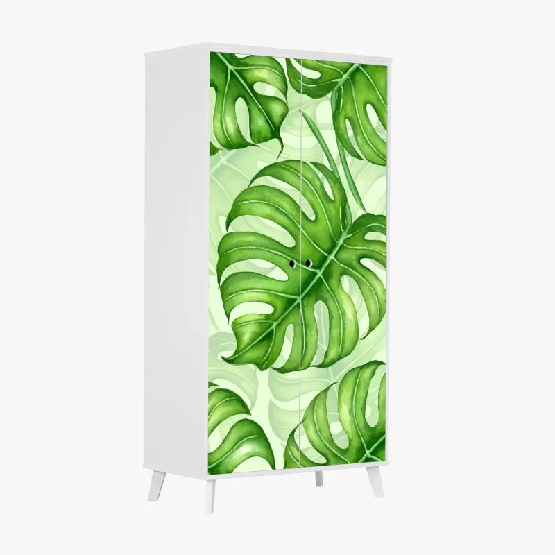 Schrankaufkleber aquarell monstera blättermuster