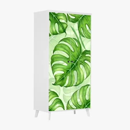 Schrankaufkleber aquarell monstera blättermuster – Pixers®