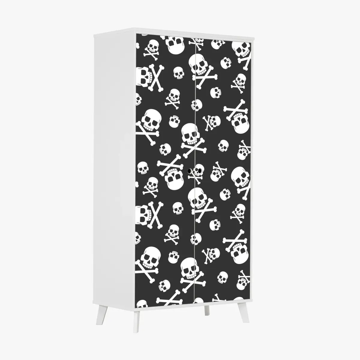 Schrankaufkleber weißes totenkopf muster auf grauem hintergrund – Pixers®