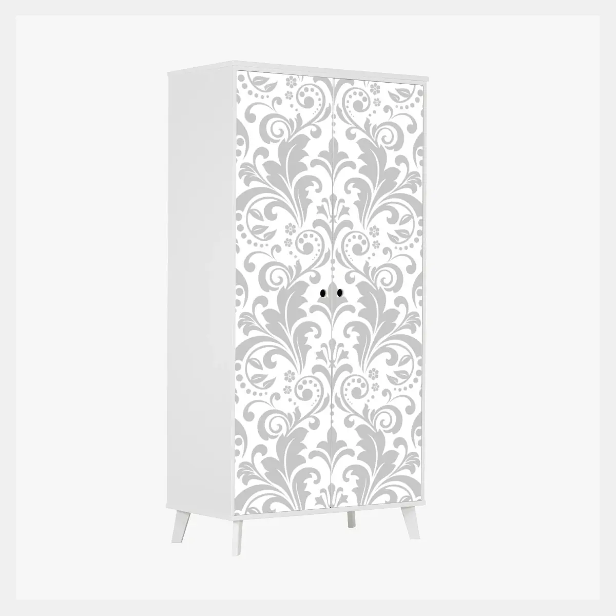 Schrankaufkleber elegantes graues damastmuster – Pixers®