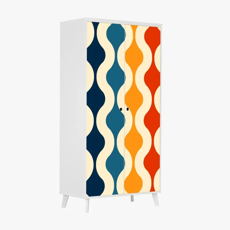 Schrankaufkleber retro welliges mid-century muster