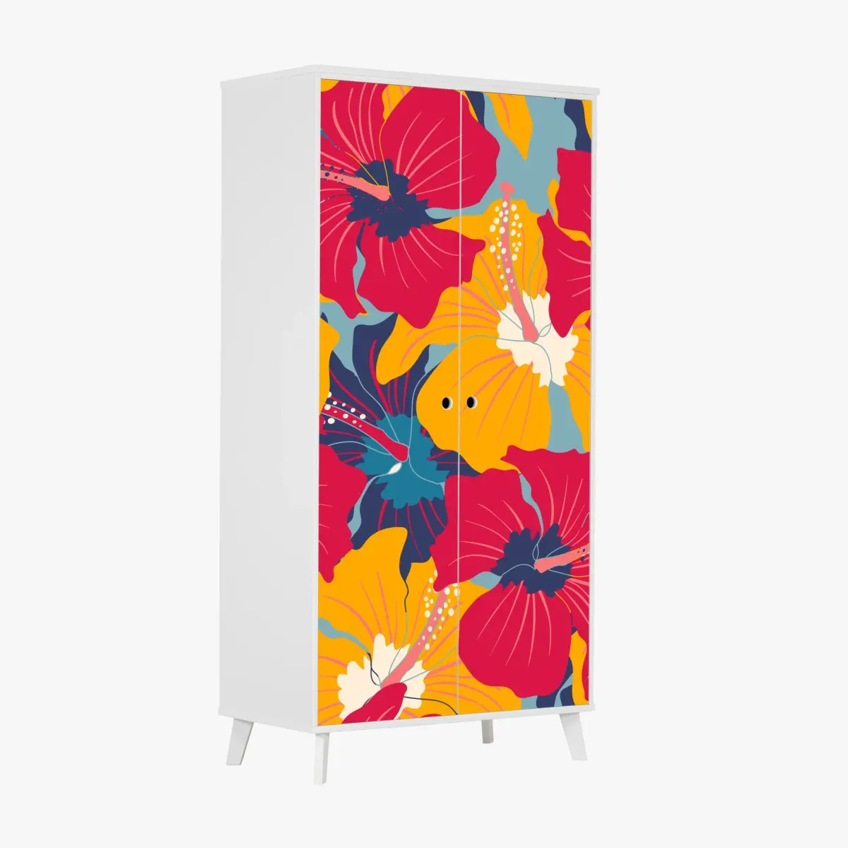 Schrankaufkleber lebhaftes hibiskusmuster – Pixers®