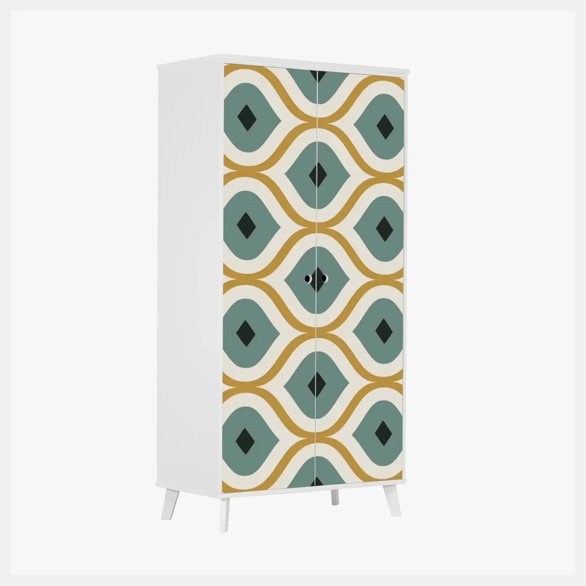 Schrankaufkleber türkis-goldenes geometrisches ornament – Pixers®