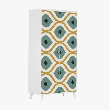 Schrankaufkleber türkis-goldenes geometrisches ornament – Pixers®