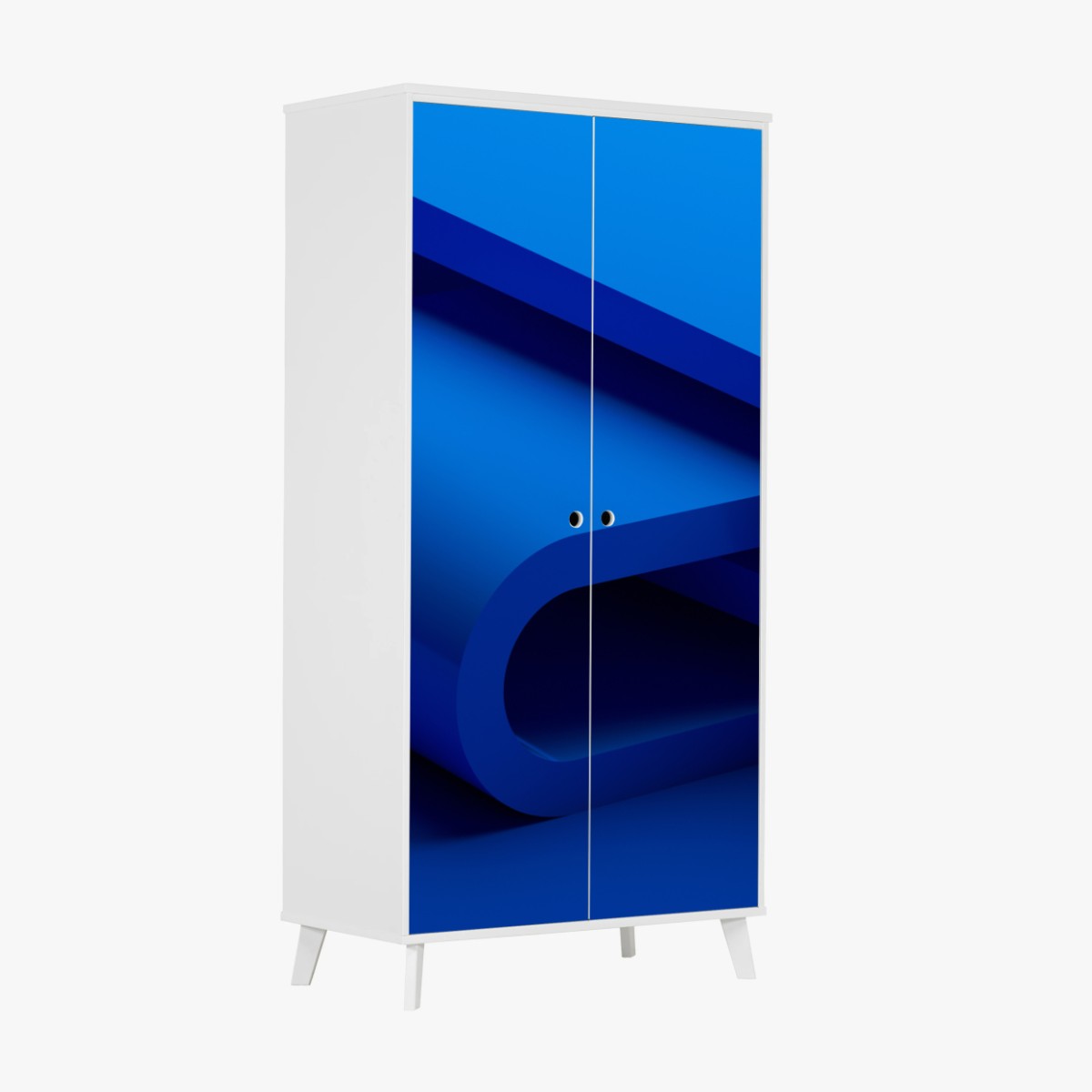 Schrankaufkleber minimalistische blaue geometrische schleife – Pixers®