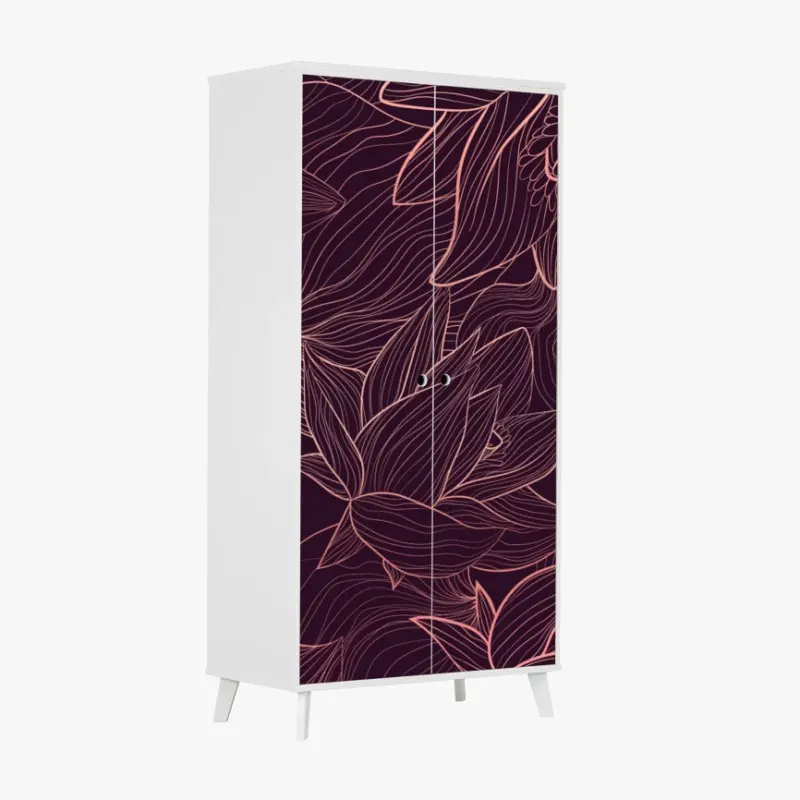 Schrankaufkleber elegantes rosa linienblumenmuster