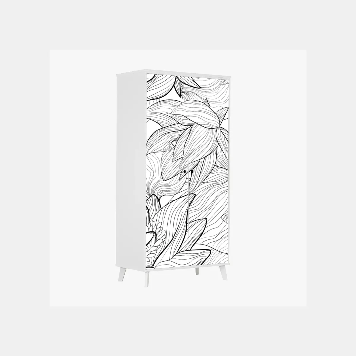 Schrankaufkleber zarte lotus-linienzeichnung – Pixers®