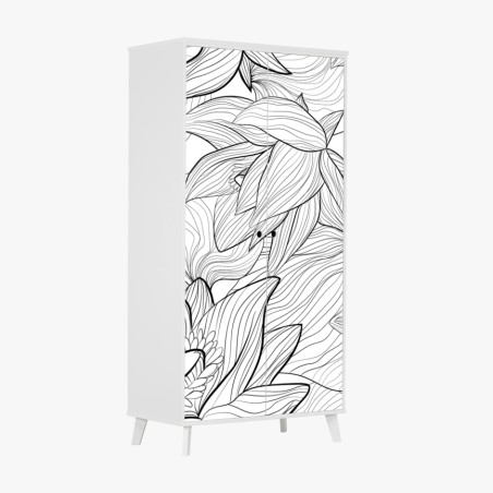 Schrankaufkleber zarte lotus-linienzeichnung – Pixers®