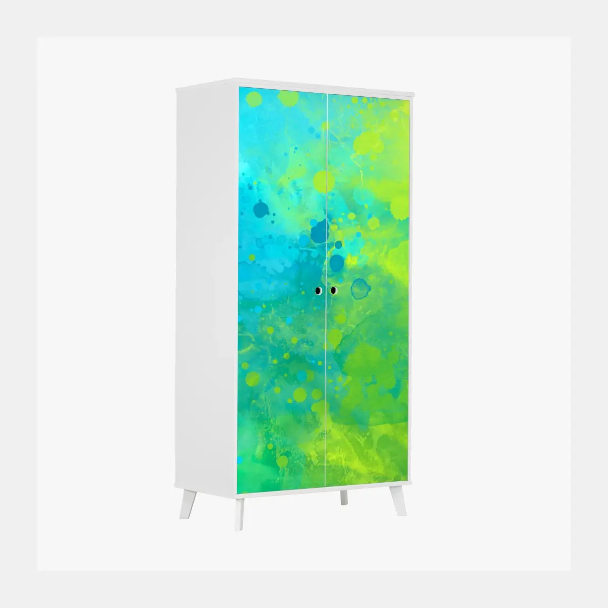 Schrankaufkleber lebhafte türkis und limetten aquarellspritzer – Pixers®