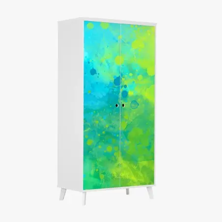 Schrankaufkleber lebhafte türkis und limetten aquarellspritzer – Pixers®