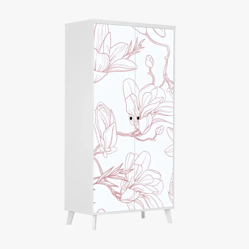 Schrankaufkleber zartes magnolienmuster in sanftem rosa