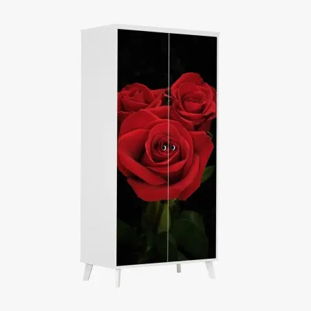 Schrankaufkleber rote rosen vor schwarzem hintergrund – Pixers®