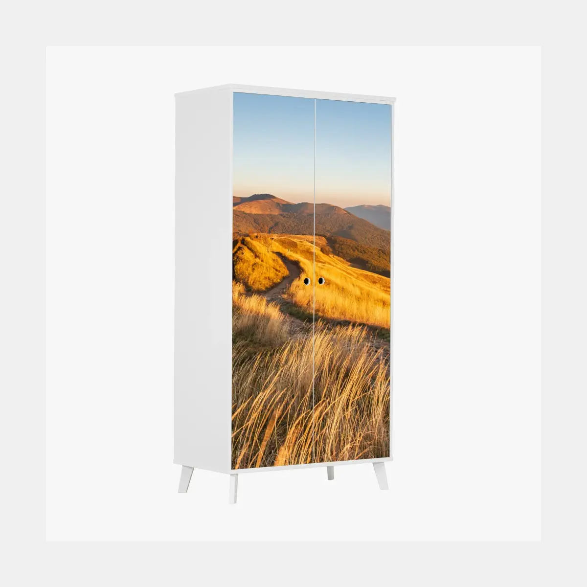 Schrankaufkleber goldener bergkamm im sonnenuntergang – Pixers®
