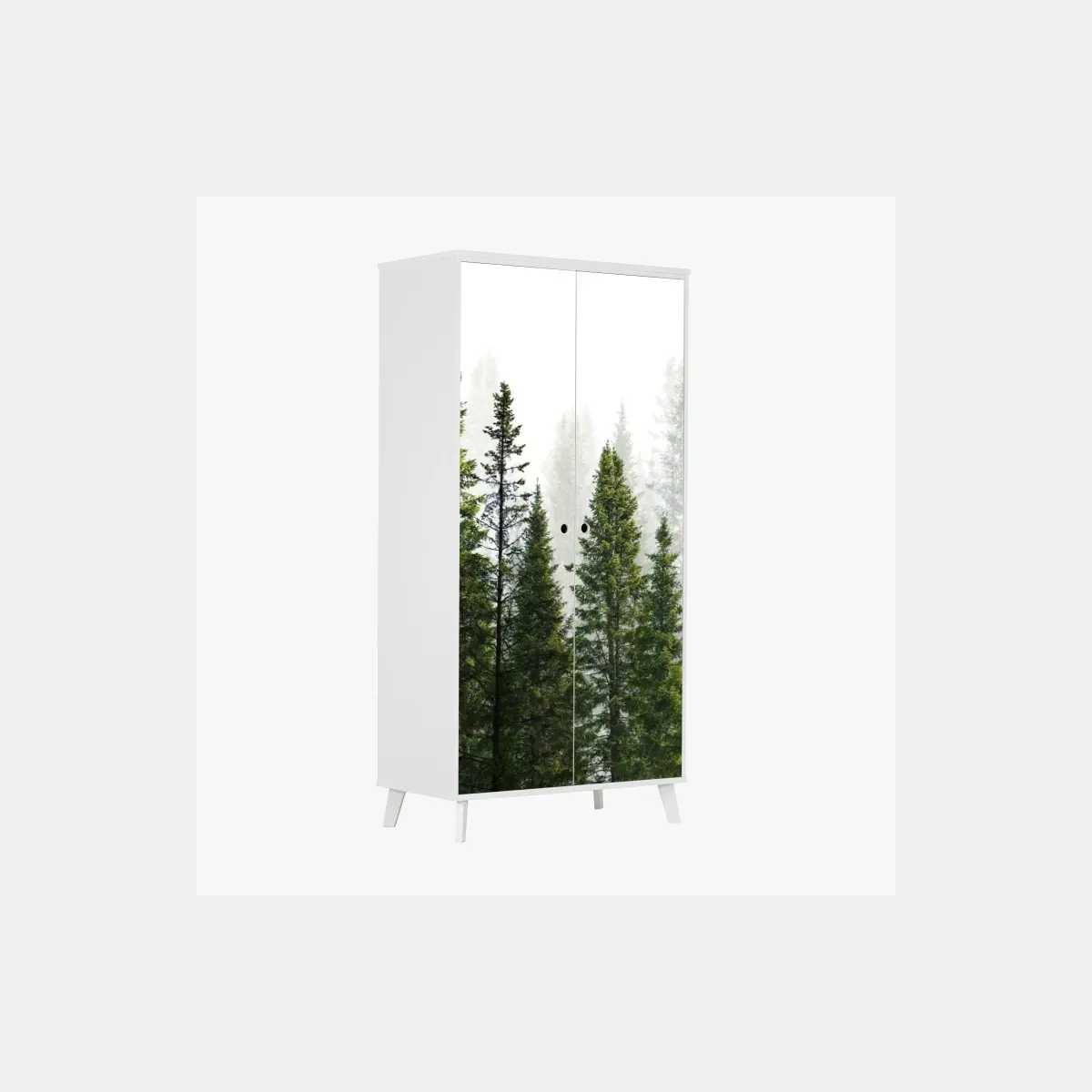 Schrankaufkleber nebliger tannenwald – Pixers®