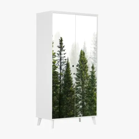 Schrankaufkleber nebliger tannenwald – Pixers®