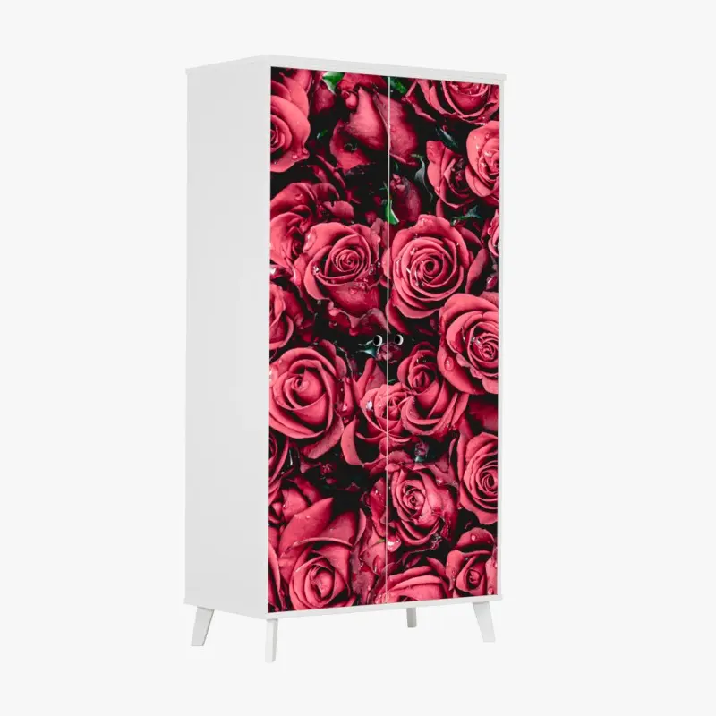 Schrankaufkleber pralle rote rosen wandbild