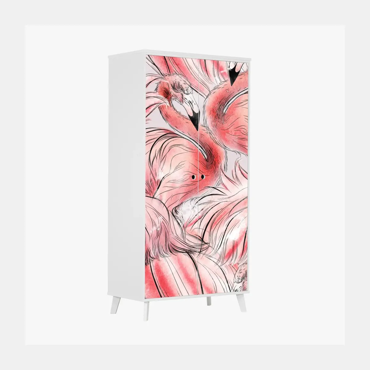 Schrankaufkleber aquarell flamingo nahtloses muster – Pixers®