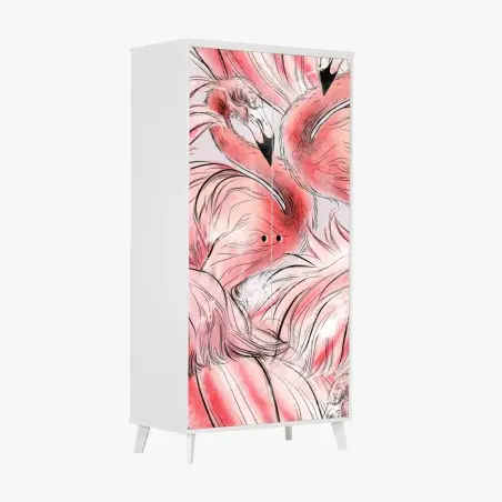 Schrankaufkleber aquarell flamingo nahtloses muster – Pixers®