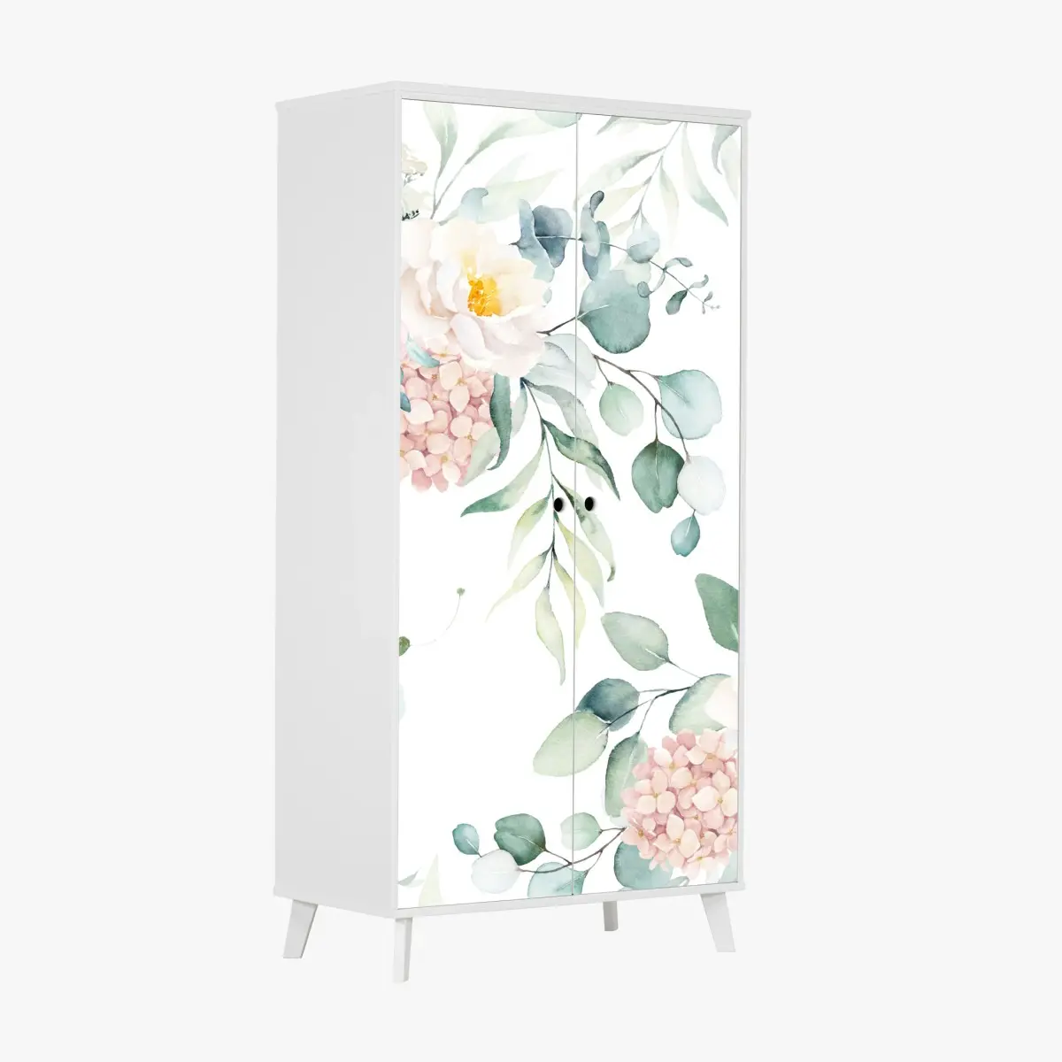 Schrankaufkleber zarter aquarellblumenstrauß – Pixers®