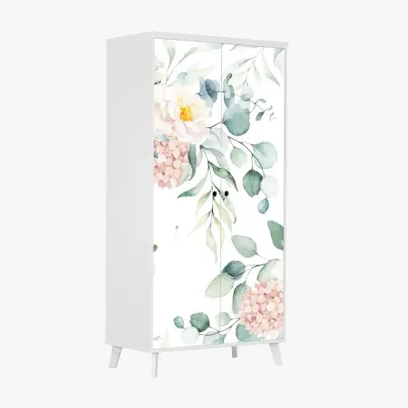 Schrankaufkleber zarter aquarellblumenstrauß – Pixers®
