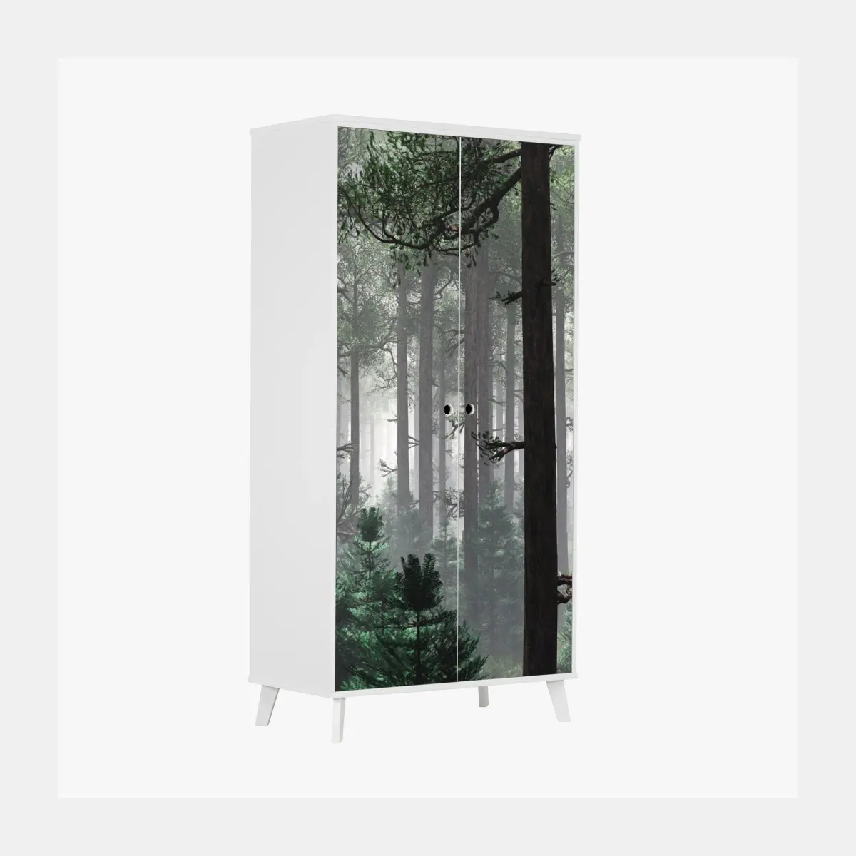 Schrankaufkleber nebliger immergrüner wald – Pixers®