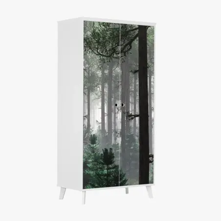 Schrankaufkleber nebliger immergrüner wald – Pixers®