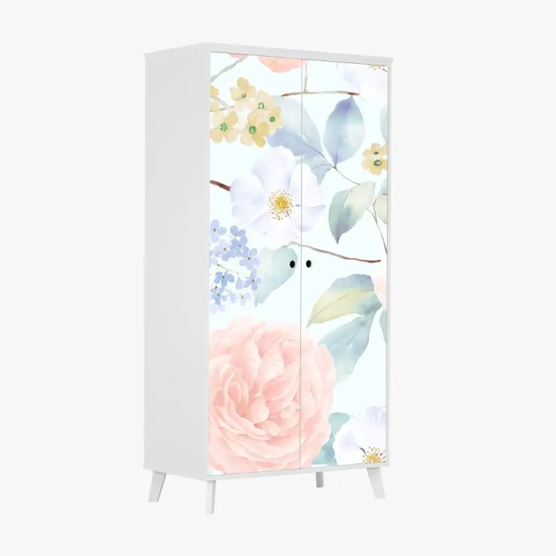 Schrankaufkleber zarte pastellblumen in aquarell