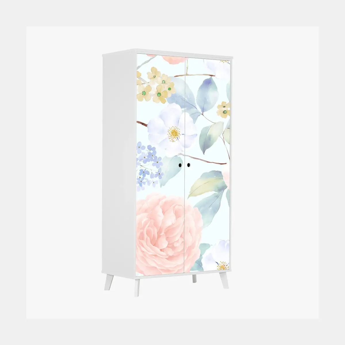 Schrankaufkleber zarte pastellblumen in aquarell – Pixers®