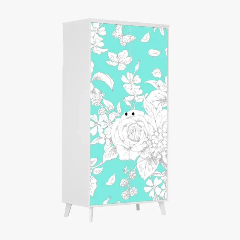 Schrankaufkleber türkis floral muster mit blumen