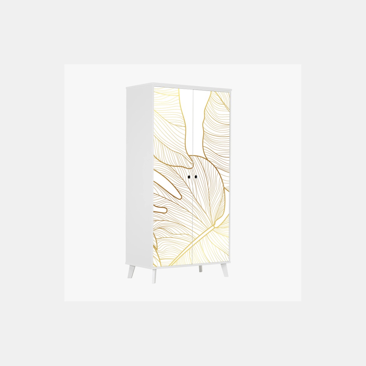 Schrankaufkleber goldene botanische blattzeichnung – Pixers®