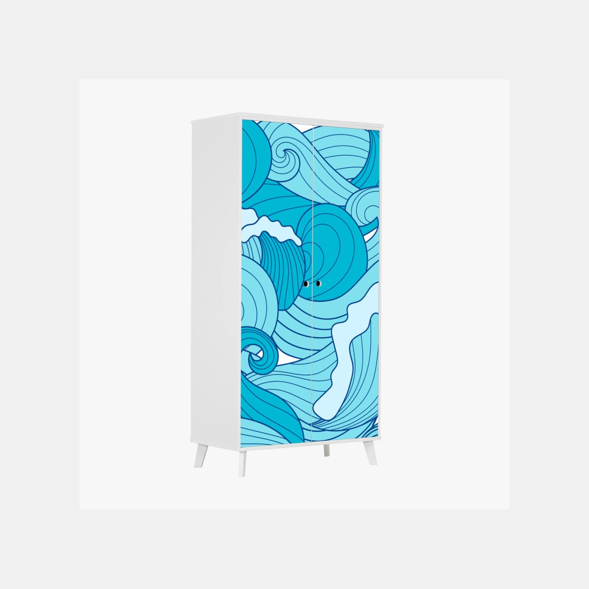 Schrankaufkleber blaue ozeanwellen illustration – Pixers®