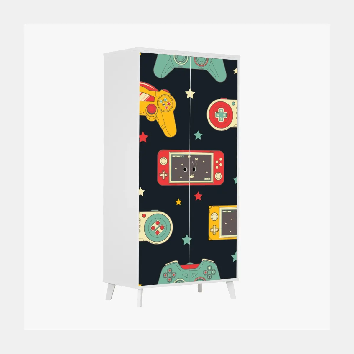 Schrankaufkleber retro gamecontroller muster – Pixers®