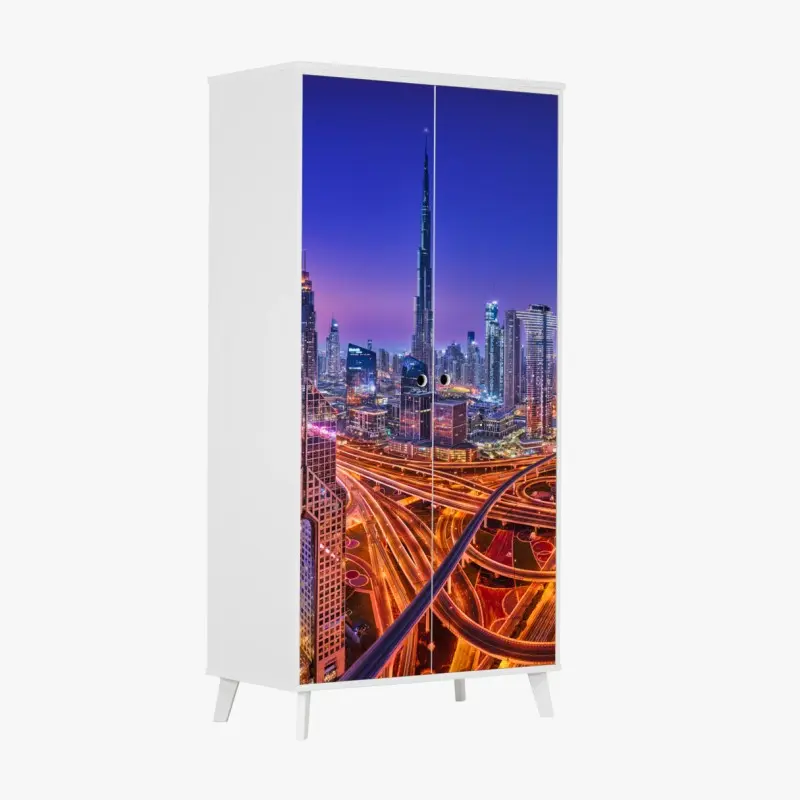 Schrankaufkleber Dubai panorama bei dämmerung