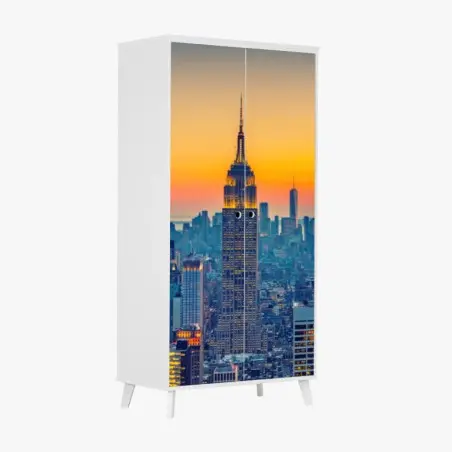 Schrankaufkleber sonnenuntergang über New York – Pixers®