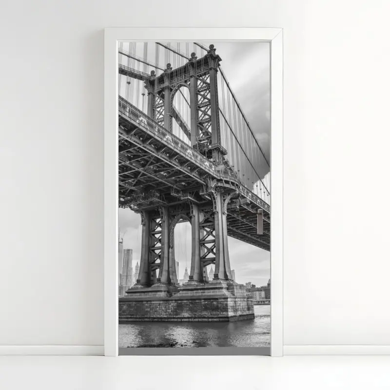 Türaufkleber blick auf die Manhattan Bridge und die skyline von New York