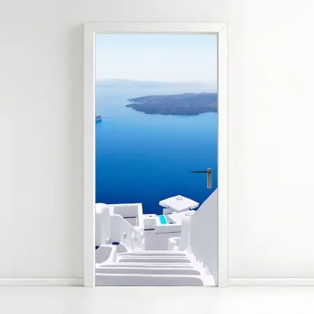 Türaufkleber Santorini weiße treppen zum meer – Pixers®