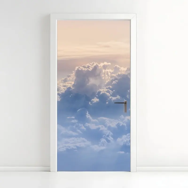 Türaufkleber sanfte wolken über dem blauen himmel