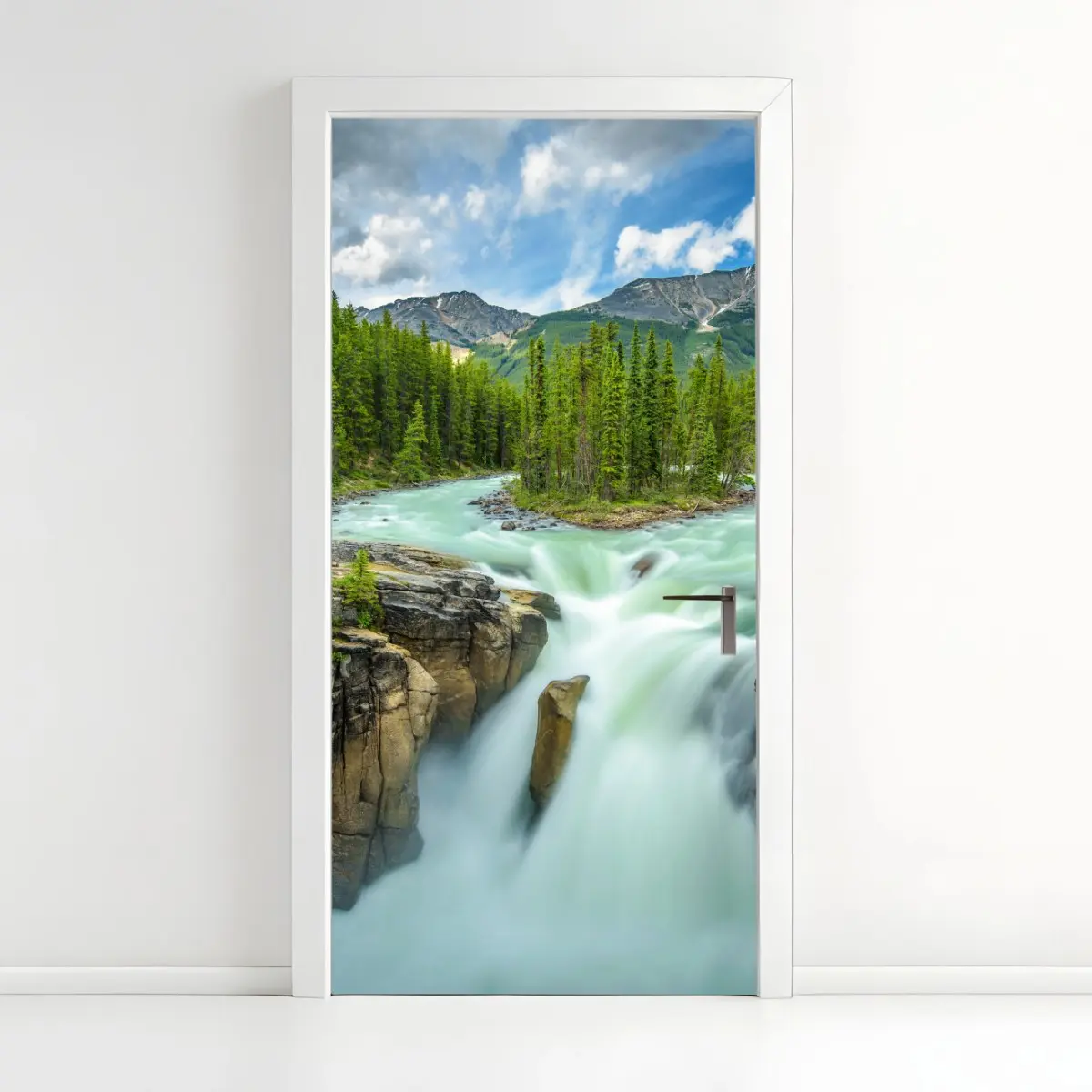 Türaufkleber neblige flussklamm bei Upper Sunwapta Falls, Jasper National Park – Pixers®