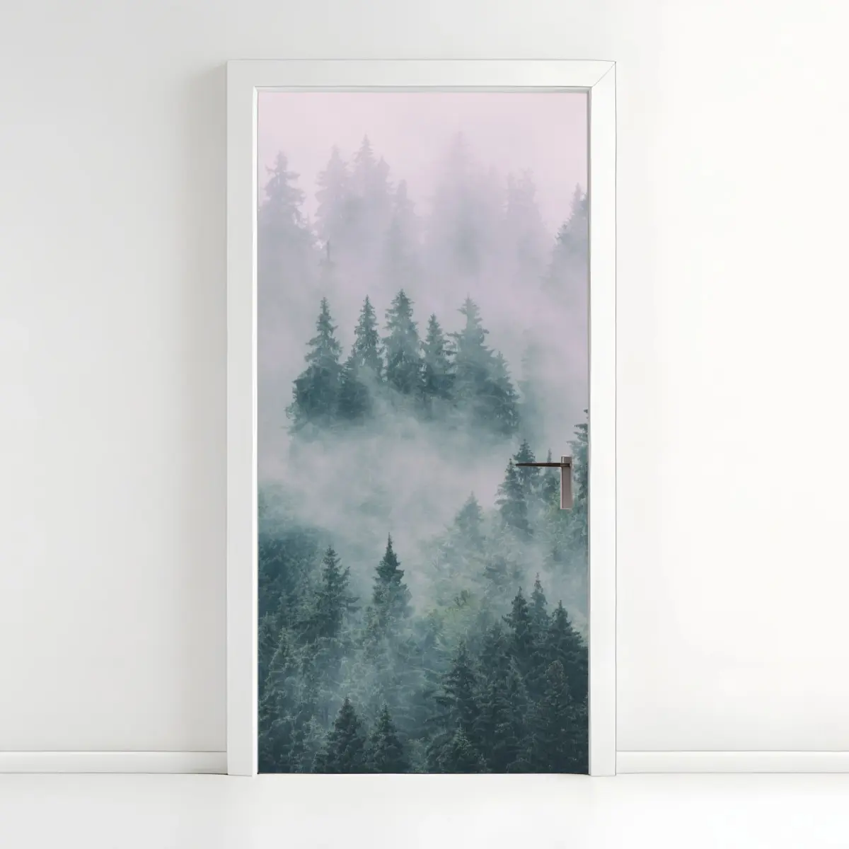 Türaufkleber nebliger immergrüner wald – Pixers®