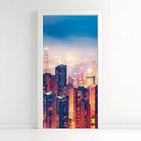 Türaufkleber Hongkong nächtliche skyline vom Victoria Peak – Pixers®