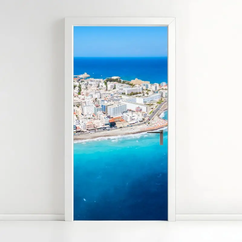 Türaufkleber luftpanorama der küste von Rhodos