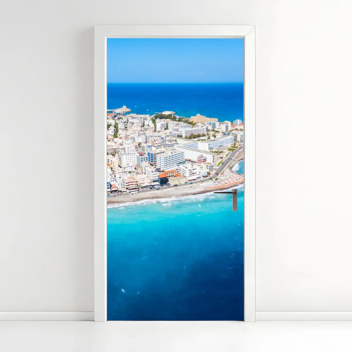 Türaufkleber luftpanorama der küste von Rhodos – Pixers®
