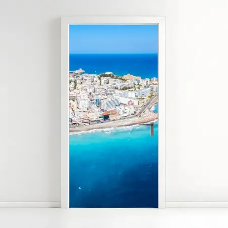 Türaufkleber luftpanorama der küste von Rhodos – Pixers®