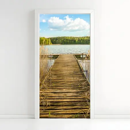 Türaufkleber hölzerner steg zum ruhigen see – Pixers®