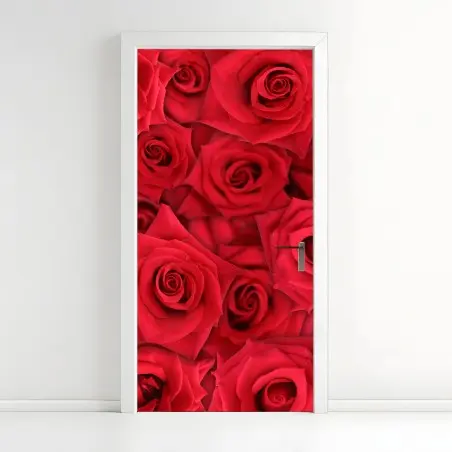 Türaufkleber leuchtende rote rosen collage – Pixers®