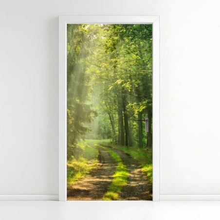 Türaufkleber sonnenbeschienener waldpfad – Pixers®