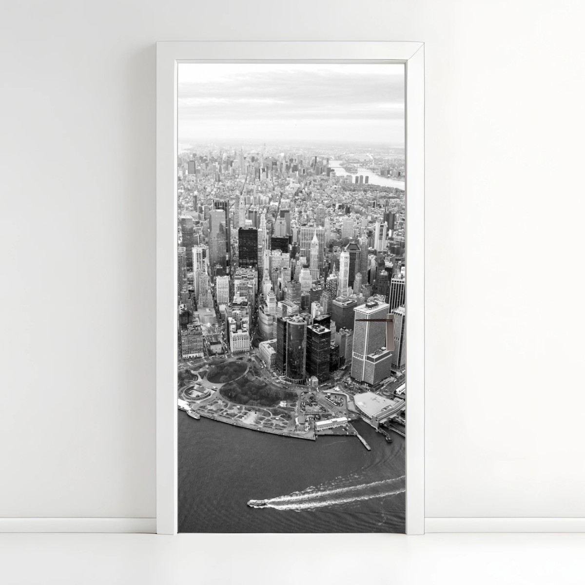Türaufkleber Manhattan skyline aus der luft – Pixers®